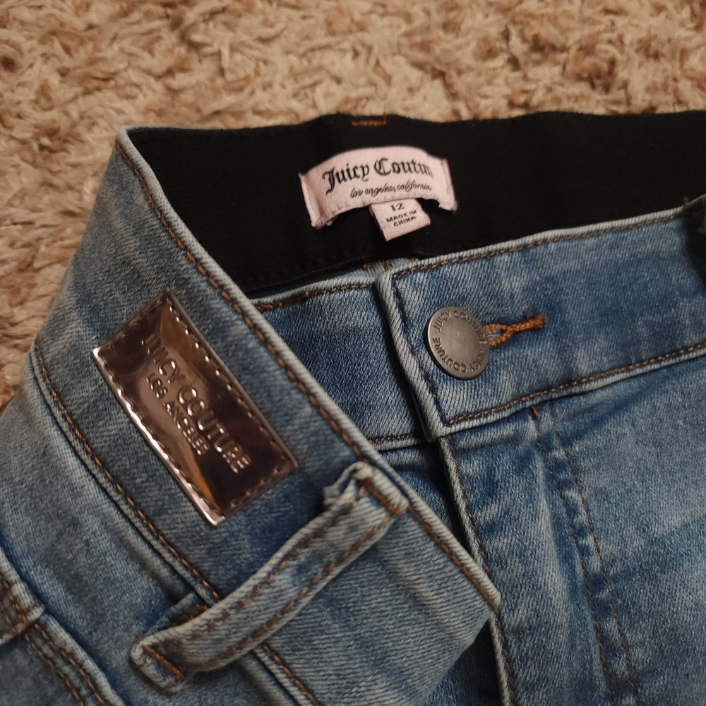 Juicy Couture Jeans Women 12 Blue Light Wash Cropped Elastic Waist Stretch